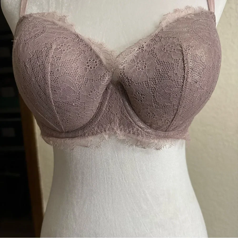 Victoria's Secret Dream Angels Lined Demi Bra Mauve 36D Womens‎ Lace Shimmer